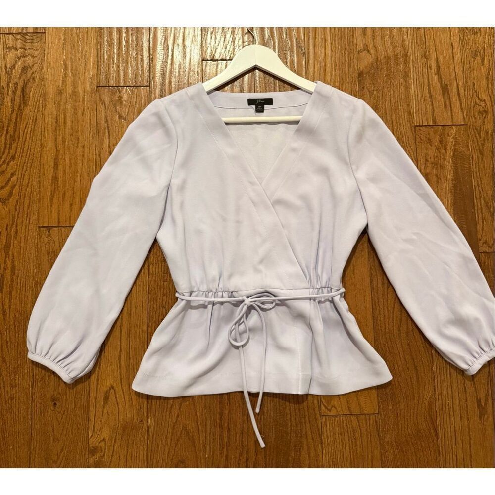 J.Crew lavender faux wrap puff sleeve blouse size 8 petite - Picture 7 of 8